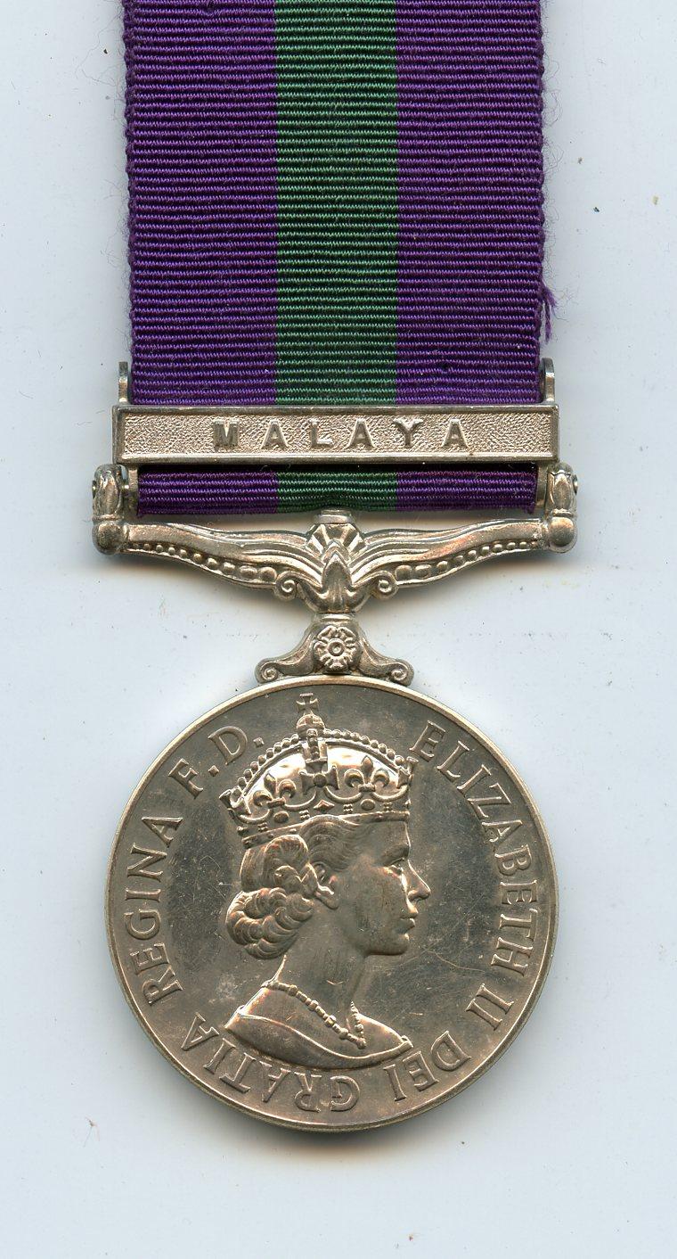 General Service Medal 1918-62 1 Clasp Malaya To Trooper V Dooley,  13/18th Hussars