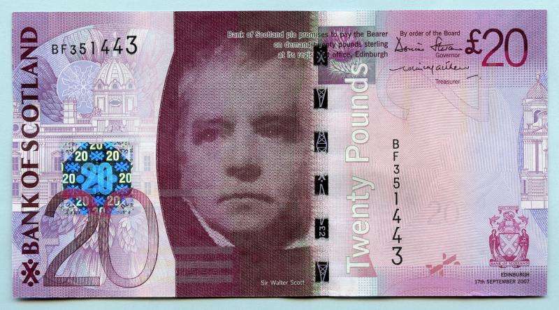 Bank of Scotland £20 Twenty Pounds Note Dated 17th September 2007