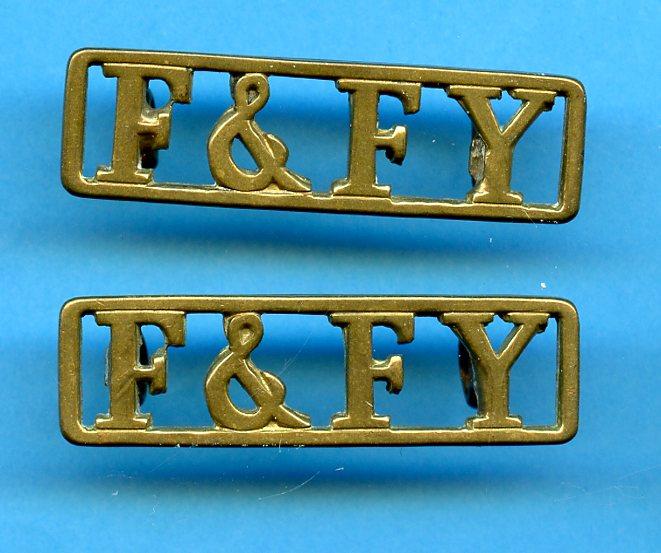 Pair of Fife and Forfar Yeomanry  Brass Shoulder Titles