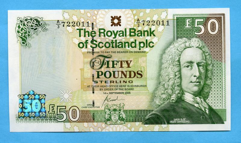Royal Bank of Scotland  £50 Fifty Pounds Note Dated 14th September 2005
