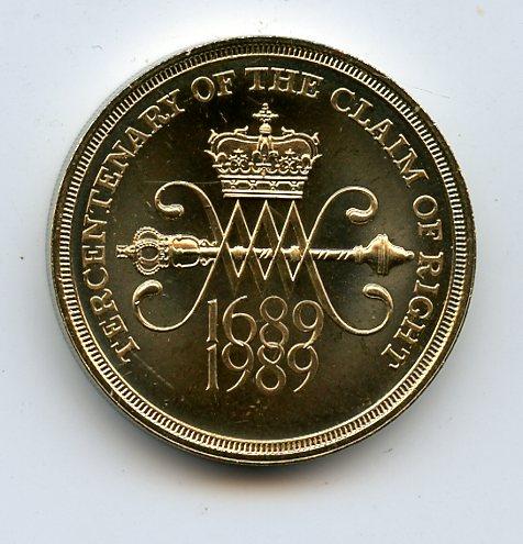UK 1989 Tercentenary Claim of Rights £2 Coin