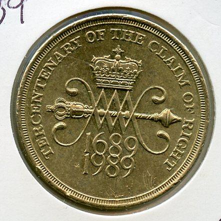 UK 1989 Tercentenary Claim of Rights £2 Coin