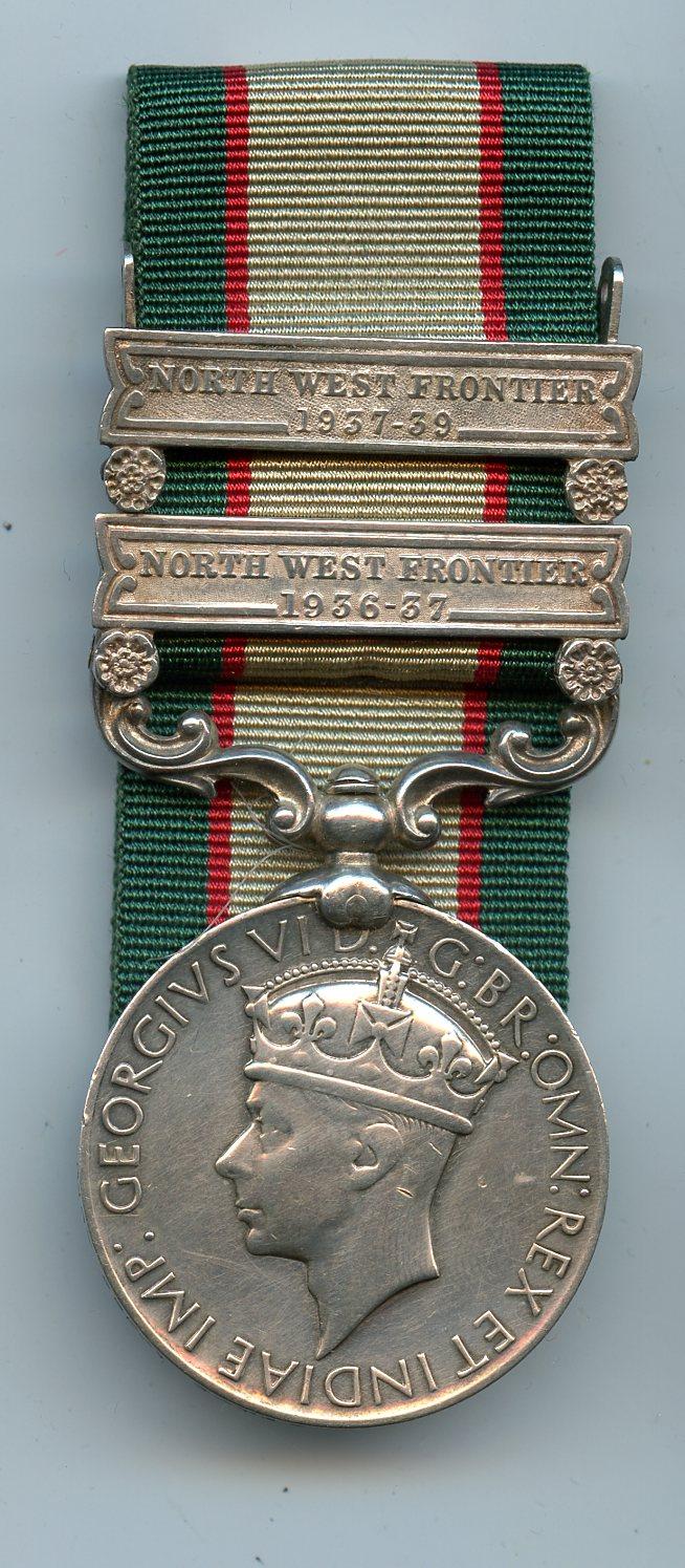 India General Service Medal 1936-39 2 Clasps To  Sepoy Rotas Kahn, Tochi Scouts