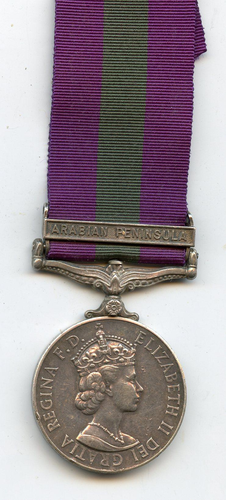 General Service Medal 1918-62 1 clasp Arabian Peninsula To A.C.1  A Kelly, RAF