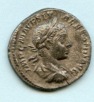 ROMAN EMPEROR SEVERUS ALEXANDER 222-235) silver denarius coin