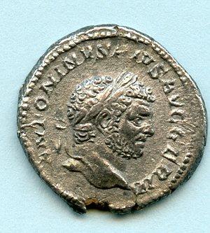 ROMAN EMPEROR CARACALLA  (AD 198-217) silver denarius coin
