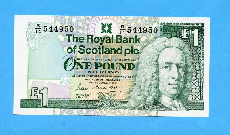 Royal Bank of Scotland  £1 One Pound Note  Dated 19th December  1990