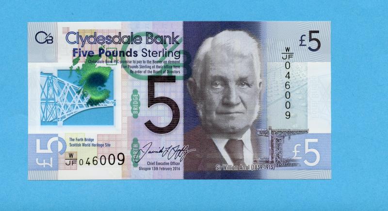 Clydesdale Bank  Forth Rail Bridge Commemorative  New Polymer Banknote Five £5 Dated 13th February 2015