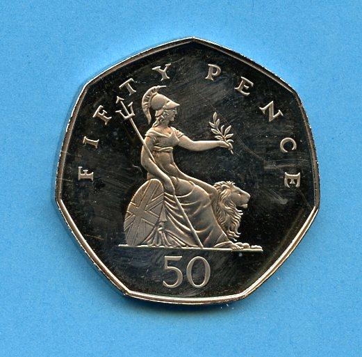 UK  Britannia Obverse Decimal 50 Pence Coin  Dated 2008