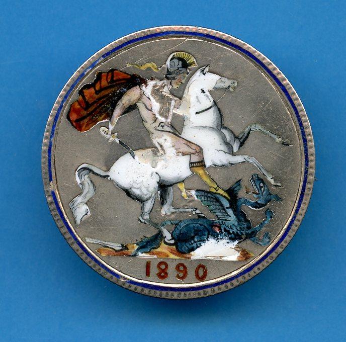 UK Victorian Silver Enameled Crown Dated 1890