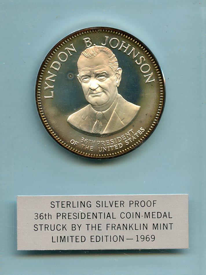 U.S.A Lyndon B Johnson Silver Proof Presidential Coin Medal