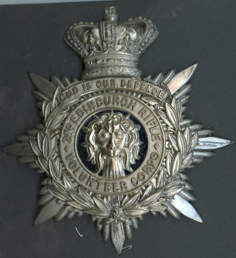 2nd Edinburgh Rifle Volunteer Corps  Victorian Officers Silver Plated Helmet plate