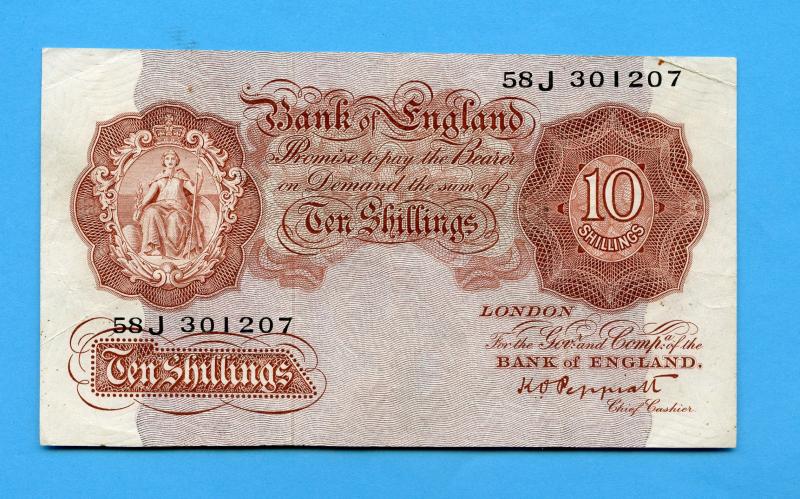 Bank of England Ten Shillings Note  October 1948