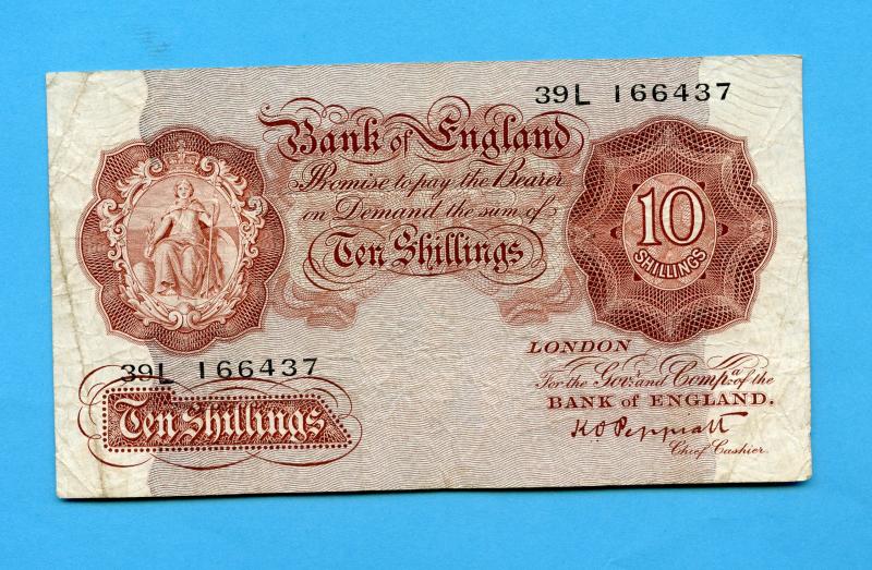 Bank of England Ten Shillings Note  October 1948 First Series