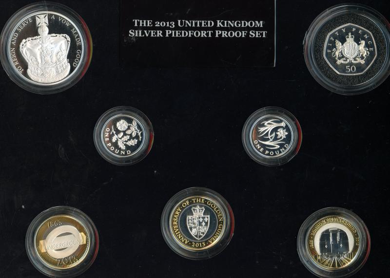 UK 2013 Silver Royal Mint Piedfort Proof Coin Set