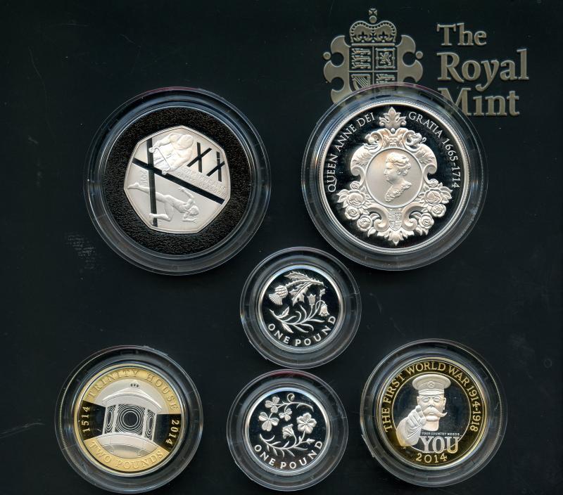 UK 2014 Silver Proof Royal Mint Piedfort Coin Set