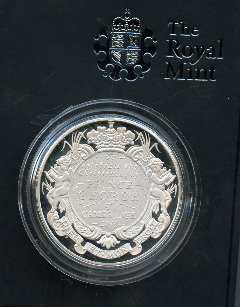 UK 2013 Prince George Christening Silver Proof Piedfort   £5 Five Pound Crown Coin