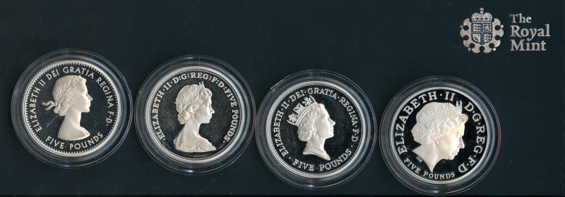 UK 2013 The Queen's Portrait Collection Silver Proof Piedfort £5 Five Pound Crown Coins
