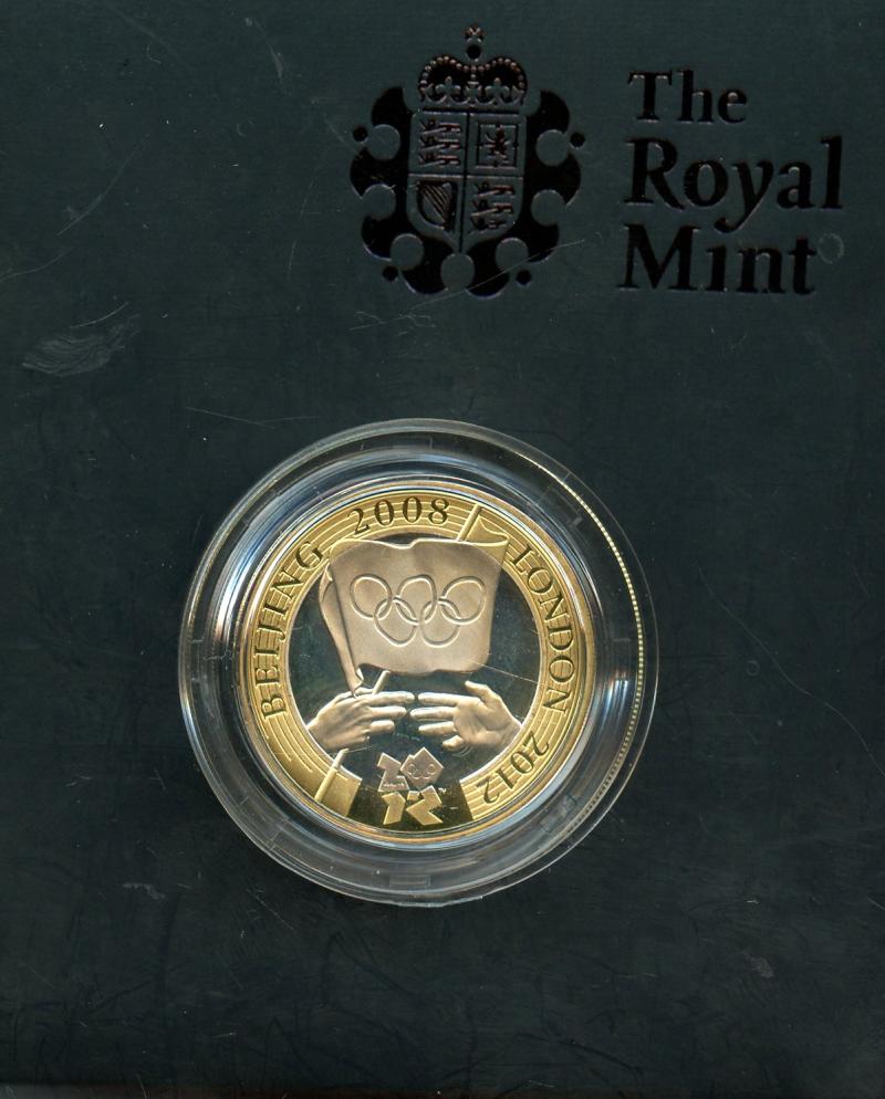 UK 2008 London Olympic Games Handover Silver Proof Piedfort   £2 Two Pound Crown Coin