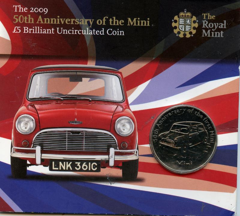 2009 Alderney 50th Anniversary of the Mini  Brilliant Uncirculated  £5 Coin