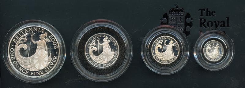 UK 2008   Britannia Four Coin Silver Proof Set