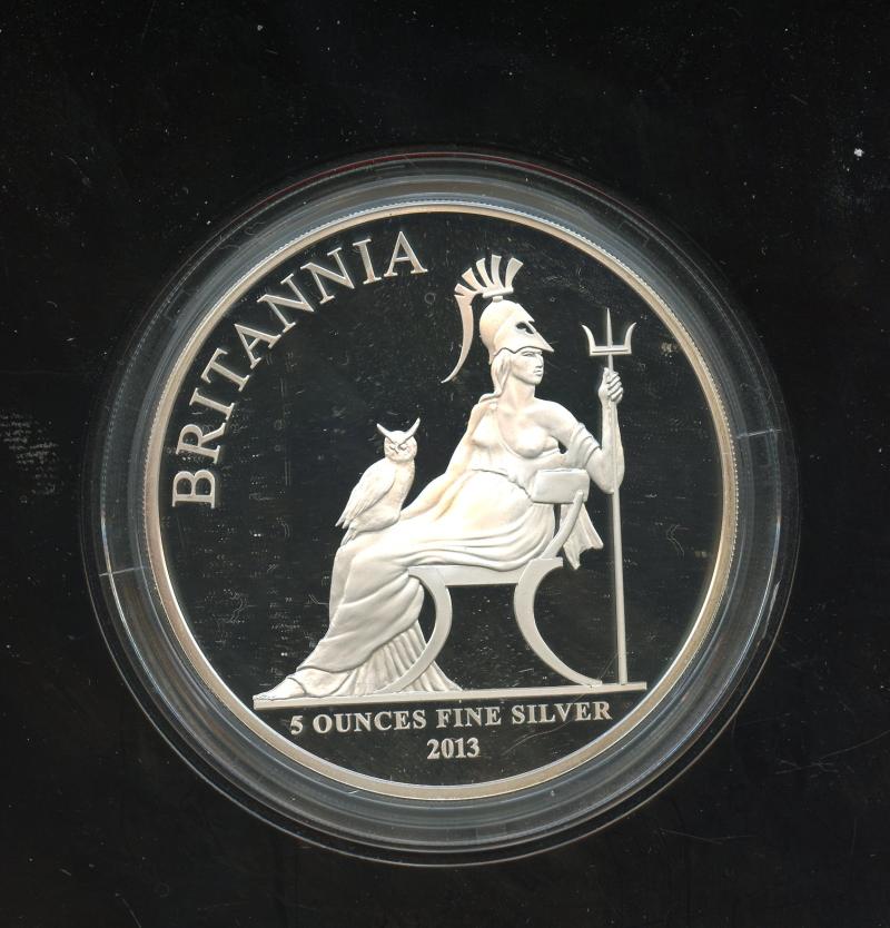 UK 2013 Britannia Five Ounce Silver Proof Coin