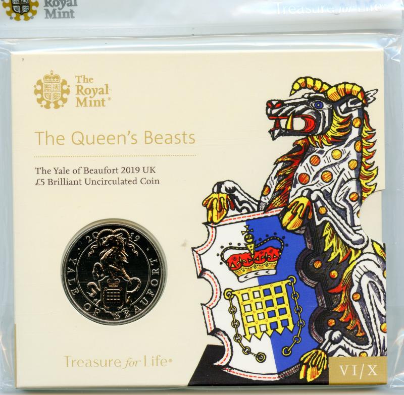 UK Royal Mint 2019 The Queen's Beasts The Vale of Beaufort Brilliant Uncirculated £5 Coin