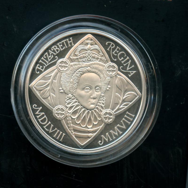 UK 2008 Elizabeth I  Silver Proof Piedfort  £5 Five Pound Coin