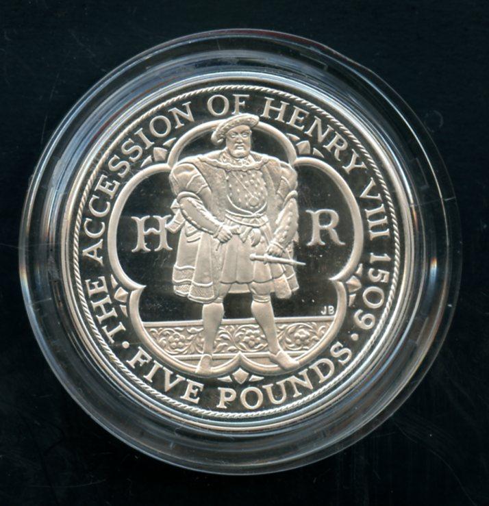 UK 2009 Henry VIII  Silver Proof Piedfort  £5 Five Pound Commemorative