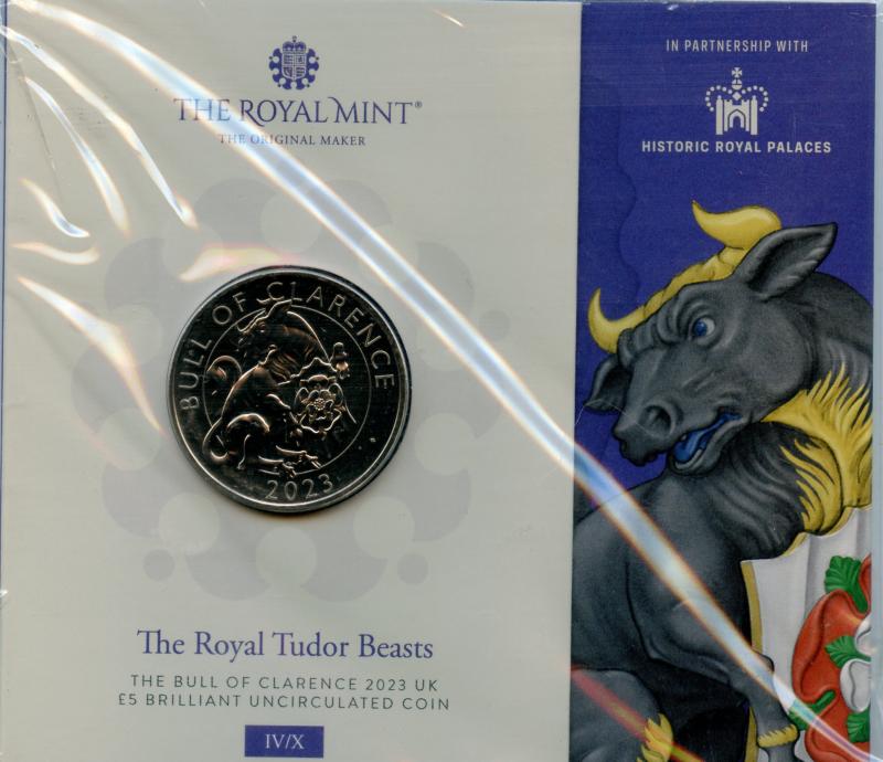 UK Royal Mint 2023 The Queen's Beasts The Bull of Clarence Brilliant Uncirculated £5 Coin