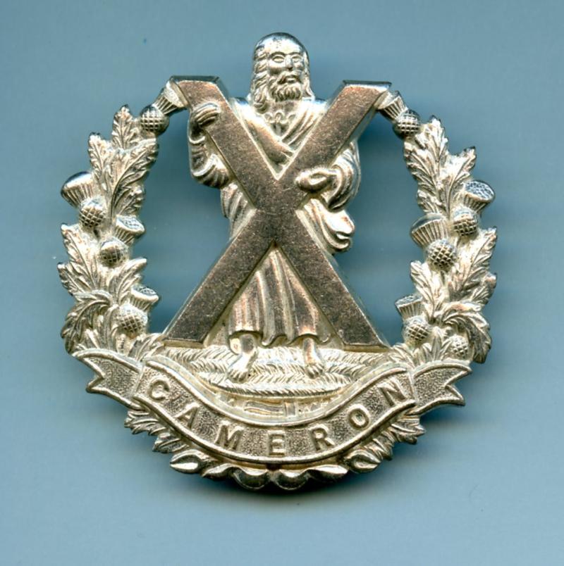 Cameron Highlanders Silver Plated  Cap Badge