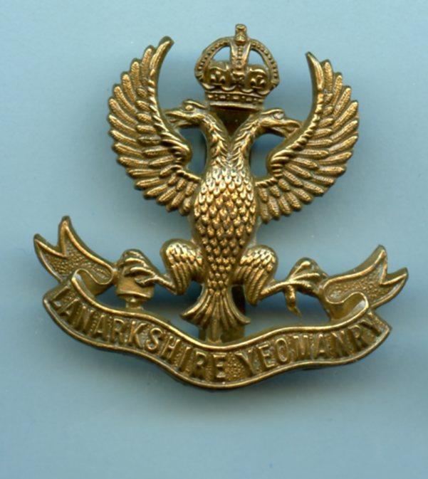 The Lanarkshire Yeomanry Brass Cap Badge 1914-53