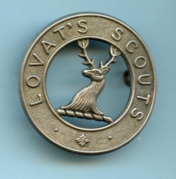 Lovats Scouts  White Metal Cap Badge