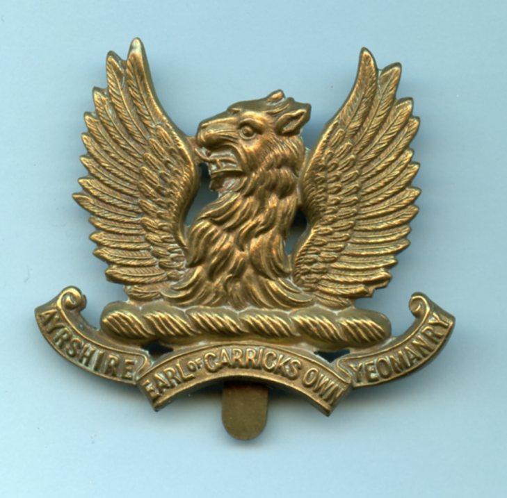 Ayrshire Yeomanry  Brass Cap Badge
