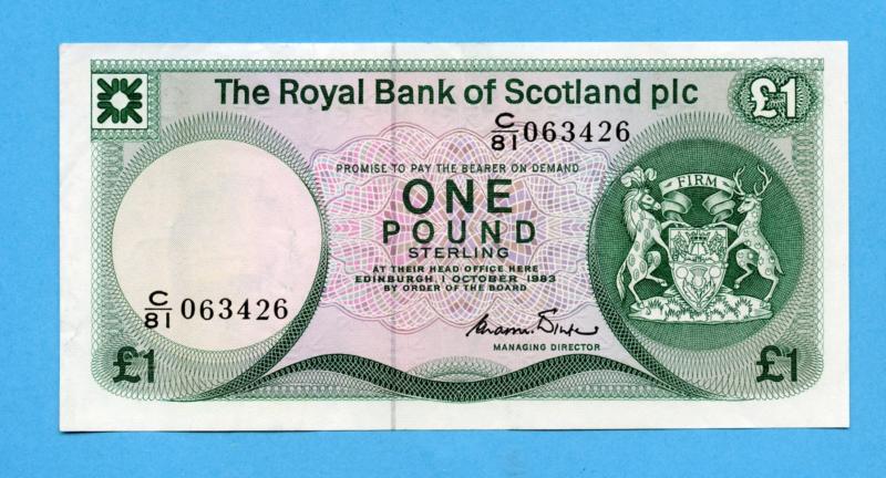 Royal Bank of Scotland   £1 One Pound Note Dated 1st October 1983