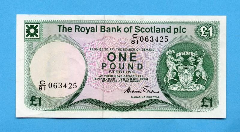 Royal Bank of Scotland   £1 One Pound Note Dated 1st October 1983