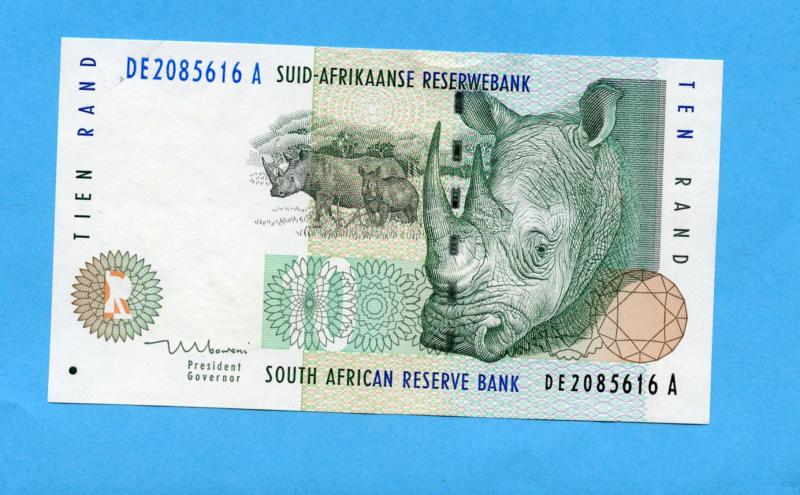 South African Reserve Bank Ten Rand Banknotes 1993