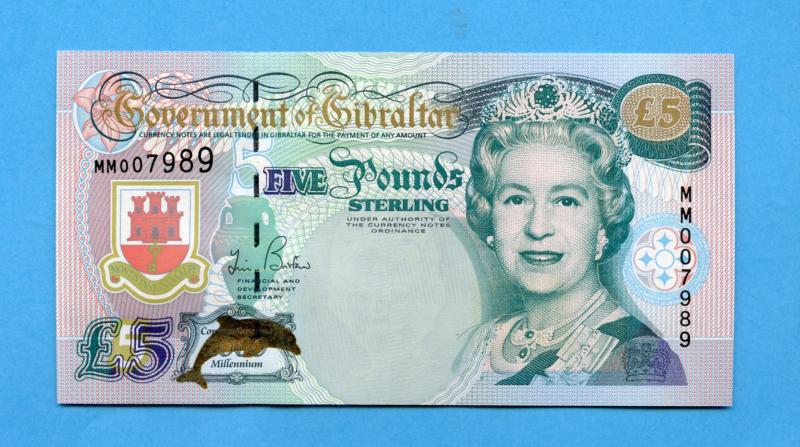 Government of Gibraltar £5 Five Pounds Banknote Millennium 2000 Issue