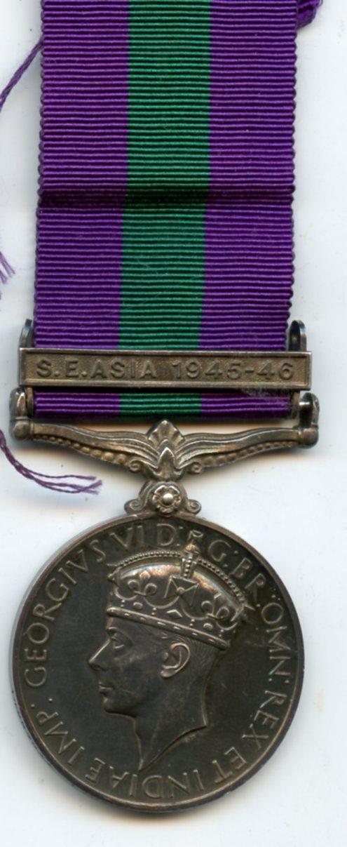 General Service Medal  1918-62  1 Clasp S.E.Asia 1945-46 To L-Cpl  J. G. Beal, Royal Armoured Corps