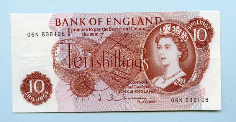 Bank of England  Ten Shillings Note  April 1963