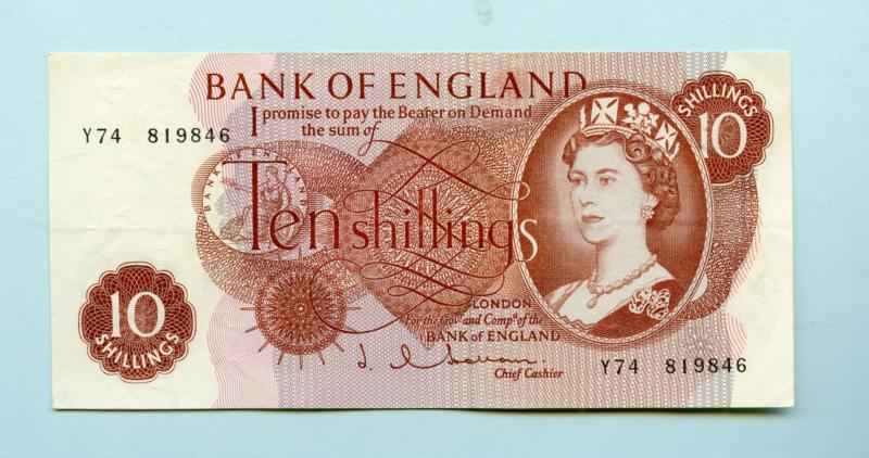 Bank of England  Ten Shillings Note  April 1963