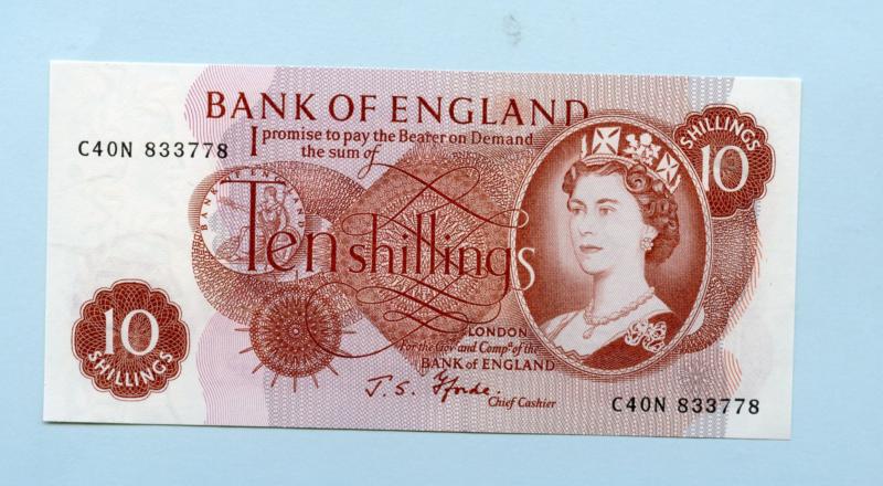 Bank of England  Ten Shillings Note  February 1967