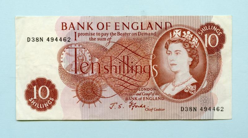 Bank of England  Ten Shillings Note  February 1967 Last Prefix of Portrait Series