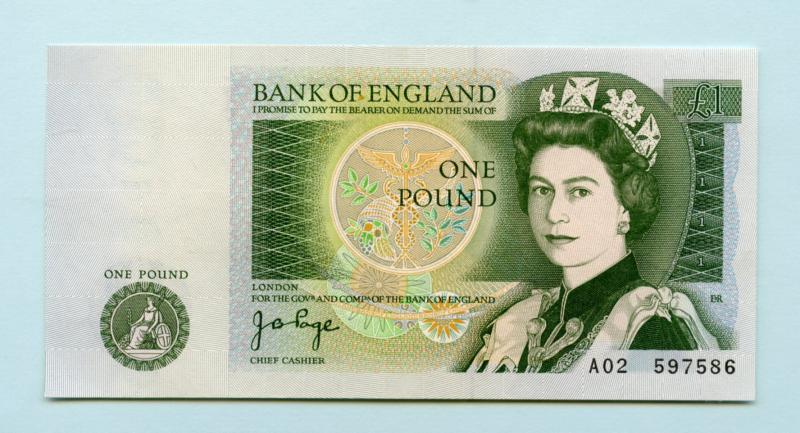 Bank of England  £1 One Pound Note  February 1978 Prefix A02