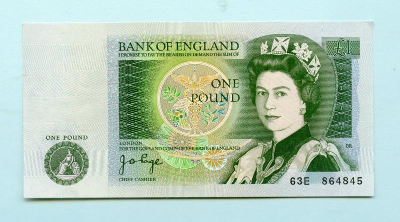 Bank of England  £1 One Pound Note  February 1978 Prefix 63E