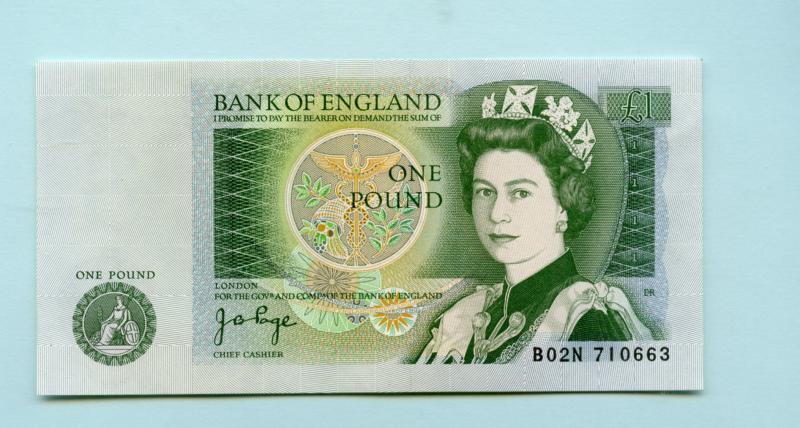 Bank of England  £1 One Pound Note  February 1978 Prefix B02N