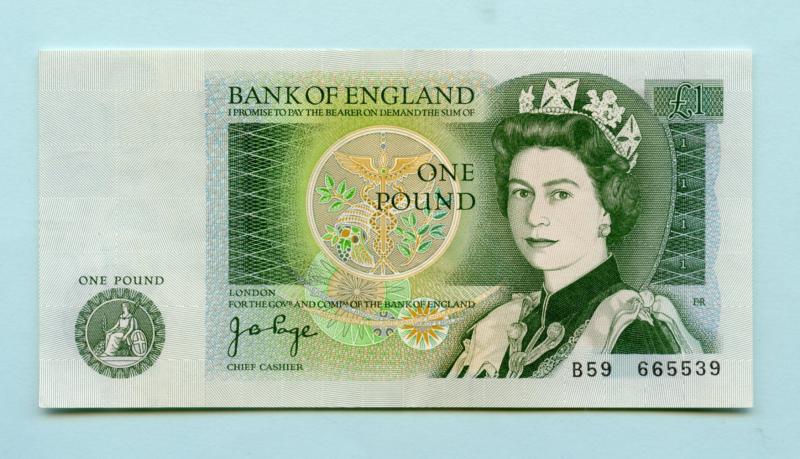 Bank of England  £1 One Pound Note  February 1978 Prefix B59