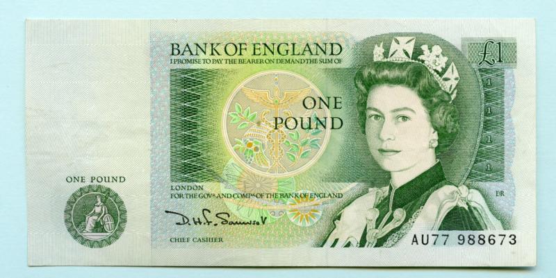Bank of England  £1 One Pound Note  March 1981 Prefix AU77