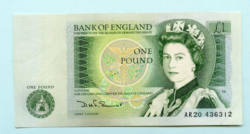 Bank of England  £1 One Pound Note  March 1981 Prefix AR20