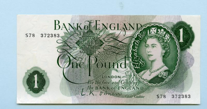 Bank of England  £1 One Pound Note  March 1960 Prefix S78